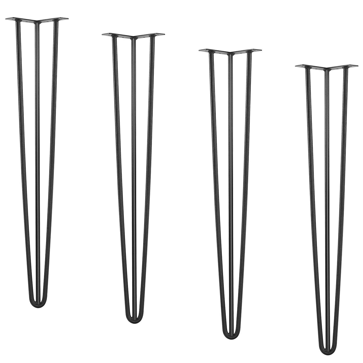 VEVOR Hairpin Table Legs 0.7M, Set of 4 Desk Legs 408.2KG Load Capacity, Hairpin Desk Legs 3 Rods for Desk Chairs Bench Dining End Table, Solid Carbon