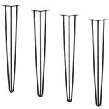 VEVOR Hairpin Table Legs 0.7M, Set of 4 Desk Legs 408.2KG Load Capacity, Hairpin Desk Legs 3 Rods for Desk Chairs Bench Dining End Table, Solid Carbon