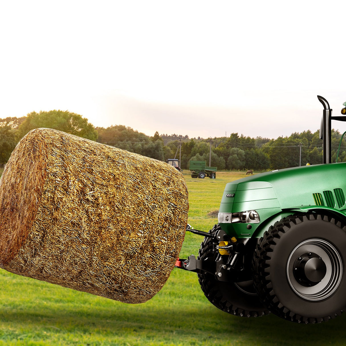 VEVOR 49" Hay Spear, Bale Spears 726kg Loading Capacity, Three-Point Hitch Tractor Attachment with 2pcs 17.5" Stabilizer Spears, Quick Attach Spike
