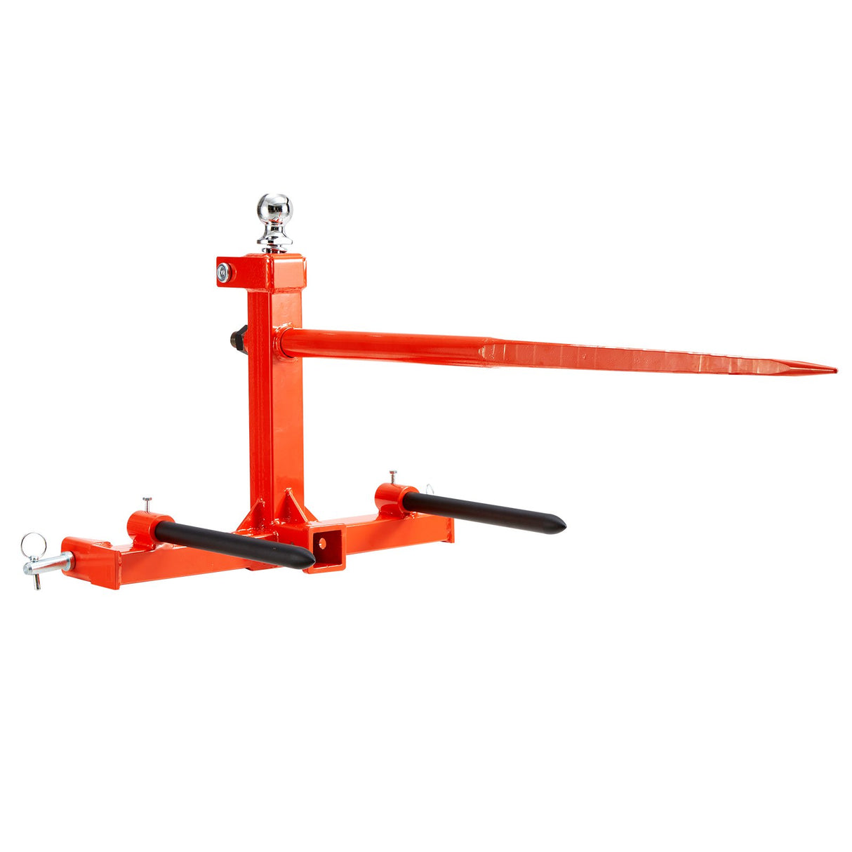 VEVOR 49" Hay Spear, Bale Spears 726kg Loading Capacity, Three-Point Hitch Tractor Attachment with 2pcs 17.5" Stabilizer Spears, Quick Attach Spike