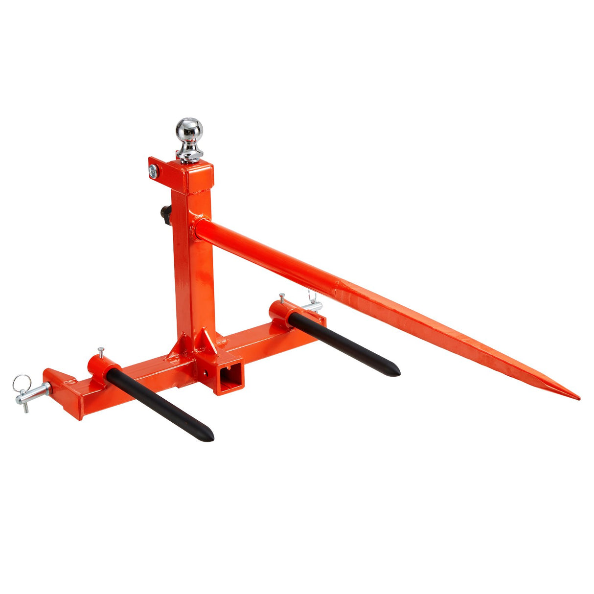 VEVOR 49" Hay Spear, Bale Spears 726kg Loading Capacity, Three-Point Hitch Tractor Attachment with 2pcs 17.5" Stabilizer Spears, Quick Attach Spike