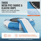VEVOR Inflatable Water Bouncer, 10ft Recreational Water Trampoline, Portable Bounce Swim Platform with Slide, 3-Step Ladder & Electric Air Pump, Kid Adult Floating Rebounder for Pool Lake Water Sports - Side View