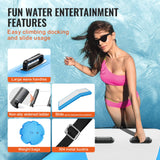 VEVOR Inflatable Water Bouncer, 10ft Recreational Water Trampoline, Portable Bounce Swim Platform with Slide, 3-Step Ladder & Electric Air Pump, Kid Adult Floating Rebounder for Pool Lake Water Sports - 45-Degree Angle