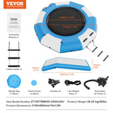 VEVOR Inflatable Water Bouncer, 10ft Recreational Water Trampoline, Portable Bounce Swim Platform with Slide, 3-Step Ladder & Electric Air Pump, Kid Adult Floating Rebounder for Pool Lake Water Sports - Close-Up Angle