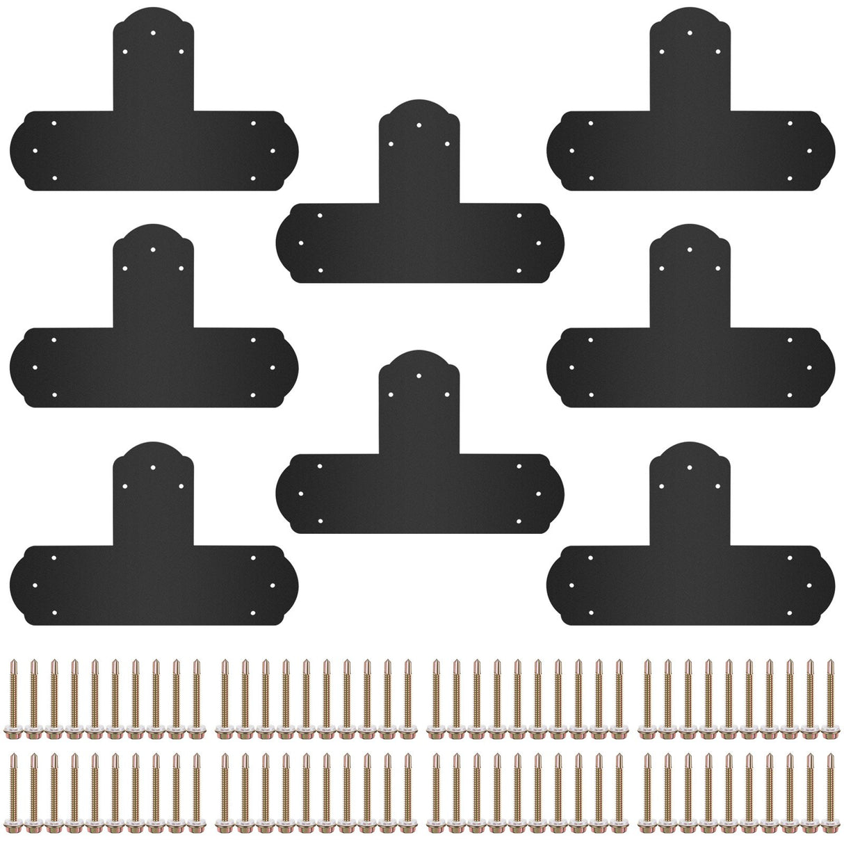 VEVOR Black T Mending Plate T-shape 8 PCs 6" Flat Connector Post to Beam Bracket
