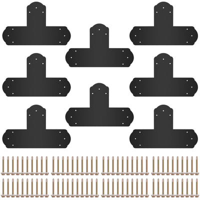 VEVOR Black T Mending Plate T-shape 8 PCs 6" Flat Connector Post to Beam Bracket