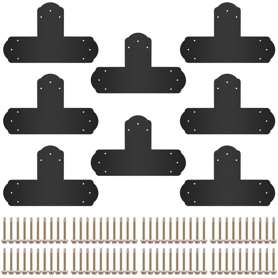 VEVOR Black T Mending Plate T-shape 8 PCs 6" Flat Connector Post to Beam Bracket