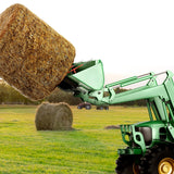 VEVOR 49" Hay Spear, Bale Spears 1360kg Loading Capacity, Skid Steer Loader Tractor Bucket Attachment with 2pcs 17.5" Stabilizer Spears and 60" Chain,