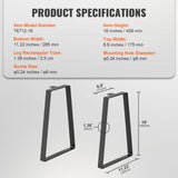 VEVOR 406.4MM Trapezoid Steel Table Legs, Replacement Furniture Legs Set of 2 for DIY Coffee Tables, Modern Desks, Bench, Night Stands, Sofa, Max Load 181.4KG Heavy Duty, Quick Instalation Legs Black - Close-Up Angle