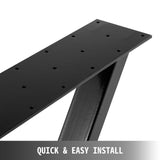 Metal Table Legs Set of 2 Dining Table Legs Black Desk Legs, 28 Height 20 Width Heavy Duty Bench Legs Zig Zag Style Coffee Table Legs Base Modern DIY Steel Table Legs - Rear View