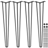 VEVOR Hairpin Table Legs 30 inch Black Set of 4 Desk Legs Each 220lbs Capacity Hairpin Desk Legs 3 Rods for Bench Desk Dining End Table Chairs Carbon Steel DIY Table Legs Heavy Duty Furniture Legs