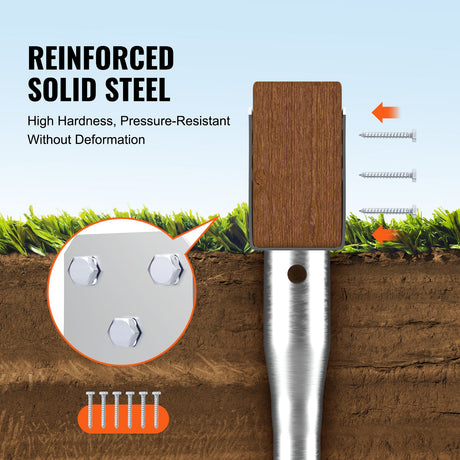 No Dig Ground Anchor, 1 Pack 10 x 7 x 70 cm DIY Screw in Post Stake, Includes 6 Lag Bolts & a Rebar, U-Shape, image 2