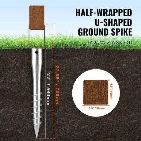 No Dig Ground Anchor, 1 Pack 10 x 7 x 70 cm DIY Screw in Post Stake, Includes 6 Lag Bolts & a Rebar, U-Shape, image 4