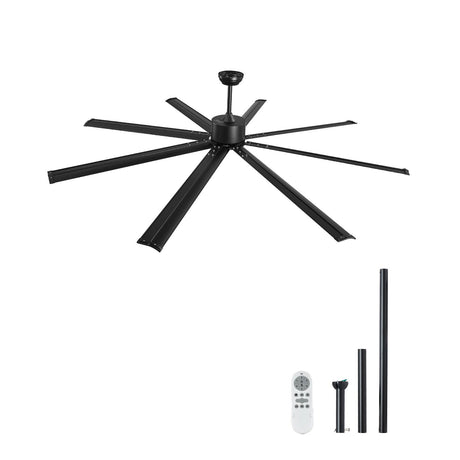 213 cm Ceiling Fan No Light, 6-Speed Remote Control, Aluminum 8-Blade, Reversible DC Motor, Modern Low