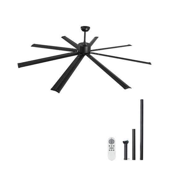 213 cm Ceiling Fan No Light, 6-Speed Remote Control, Aluminum 8-Blade, Reversible DC Motor, Modern Low