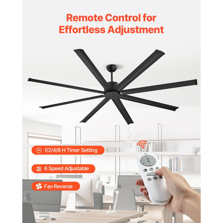 213 cm Ceiling Fan No Light, 6-Speed Remote Control, Aluminum 8-Blade, Reversible DC Motor, Modern Low, image 5