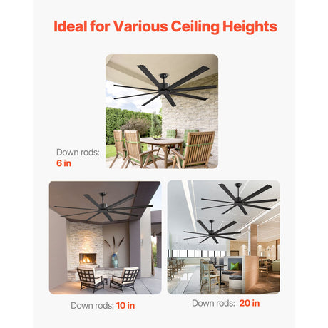 213 cm Ceiling Fan No Light, 6-Speed Remote Control, Aluminum 8-Blade, Reversible DC Motor, Modern Low, image 6