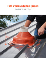 VEVOR 2 Pcs Metal Roof Pipe Flashing Boot Fit 160-300 mm Pipe High Temp Silicone - Front View