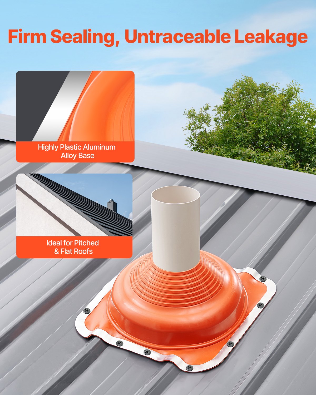 VEVOR 2 Pcs Metal Roof Pipe Flashing Boot Fit 160-300 mm Pipe High Temp Silicone