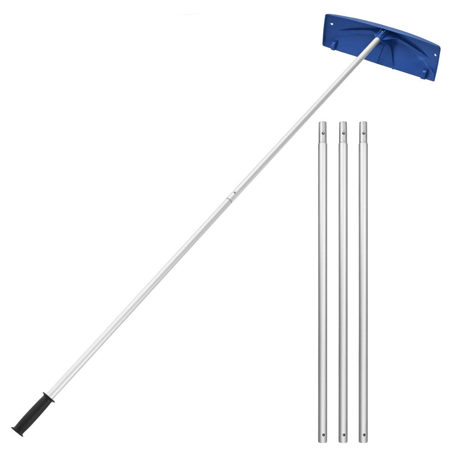 Snow Roof Rake, 60cm PP Plastic Blade, 1.18-5.55 m Adjustable Roof Snow Scraper with Wheels, Anti-Slip Handle Snows Removal Tool, Lightweight House Rooftop Rake for Leaves Debris Removal