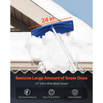 Snow Roof Rake, 60cm PP Plastic Blade, 1.18-5.55 m Adjustable Roof Snow Scraper with Wheels, Anti-Slip Handle Snows Removal Tool, Lightweight House Rooftop Rake for Leaves Debris Removal