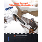 Snow Roof Rake, 60cm PP Plastic Blade, 1.18-5.55 m Adjustable Roof Snow Scraper with Wheels, Anti-Slip Handle Snows Removal Tool, Lightweight House Rooftop Rake for Leaves Debris Removal