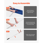 Snow Roof Rake, 60cm PP Plastic Blade, 1.18-5.55 m Adjustable Roof Snow Scraper with Wheels, Anti-Slip Handle Snows Removal Tool, Lightweight House Rooftop Rake for Leaves Debris Removal