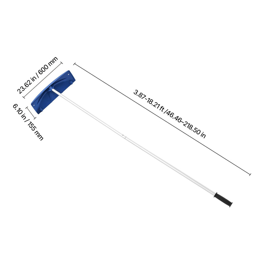 Snow Roof Rake, 60cm PP Plastic Blade, 1.18-5.55 m Adjustable Roof Snow Scraper with Wheels, Anti-Slip Handle Snows Removal Tool, Lightweight House Rooftop Rake for Leaves Debris Removal