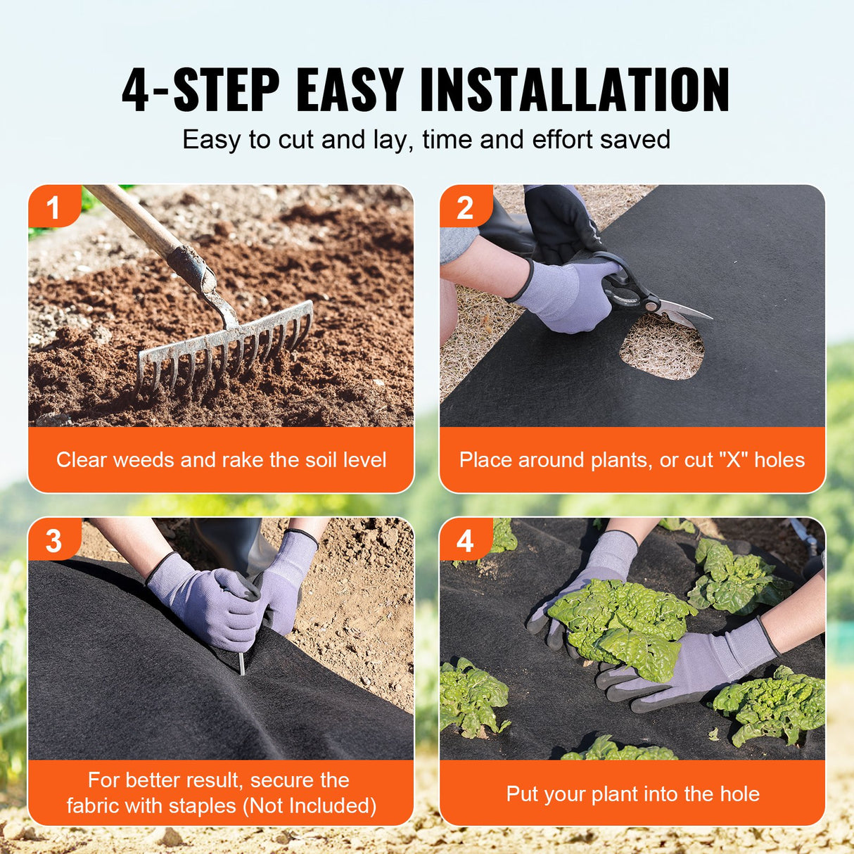 VEVOR Driveway Fabric, 1*50m Non Woven Geotextile Fabric, Heavy Duty Garden Weed Barrier Fabric, 4.43OZ Landscape Fabric, French Drains Drainage