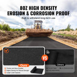 Non Woven Geotextile Fabric Under Gravel, 6x100FT 8OZ Driveway Fabric Landscape Fabric, Heavy Duty Weed Barrier Fabric, Ground Cover Weed Control Fabric, French Drains Drainage Fabric, Black - Top-Down View