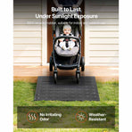 Rubber Threshold Ramp, 4" Rise Threshold Ramp Doorway, 3 Channels Cord Cover Rubber Solid Threshold Ramp, Rubber Angled Entry Rated 2200 Lbs Load Capacity for Wheelchair and Scooter
