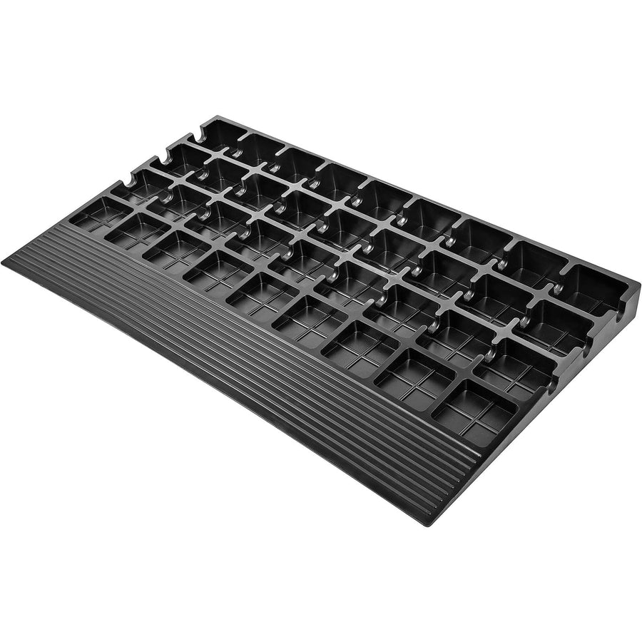 Rubber Threshold Ramp, 4" Rise Threshold Ramp Doorway, 3 Channels Cord Cover Rubber Solid Threshold Ramp, Rubber Angled Entry Rated 2200 Lbs Load Capacity for Wheelchair and Scooter