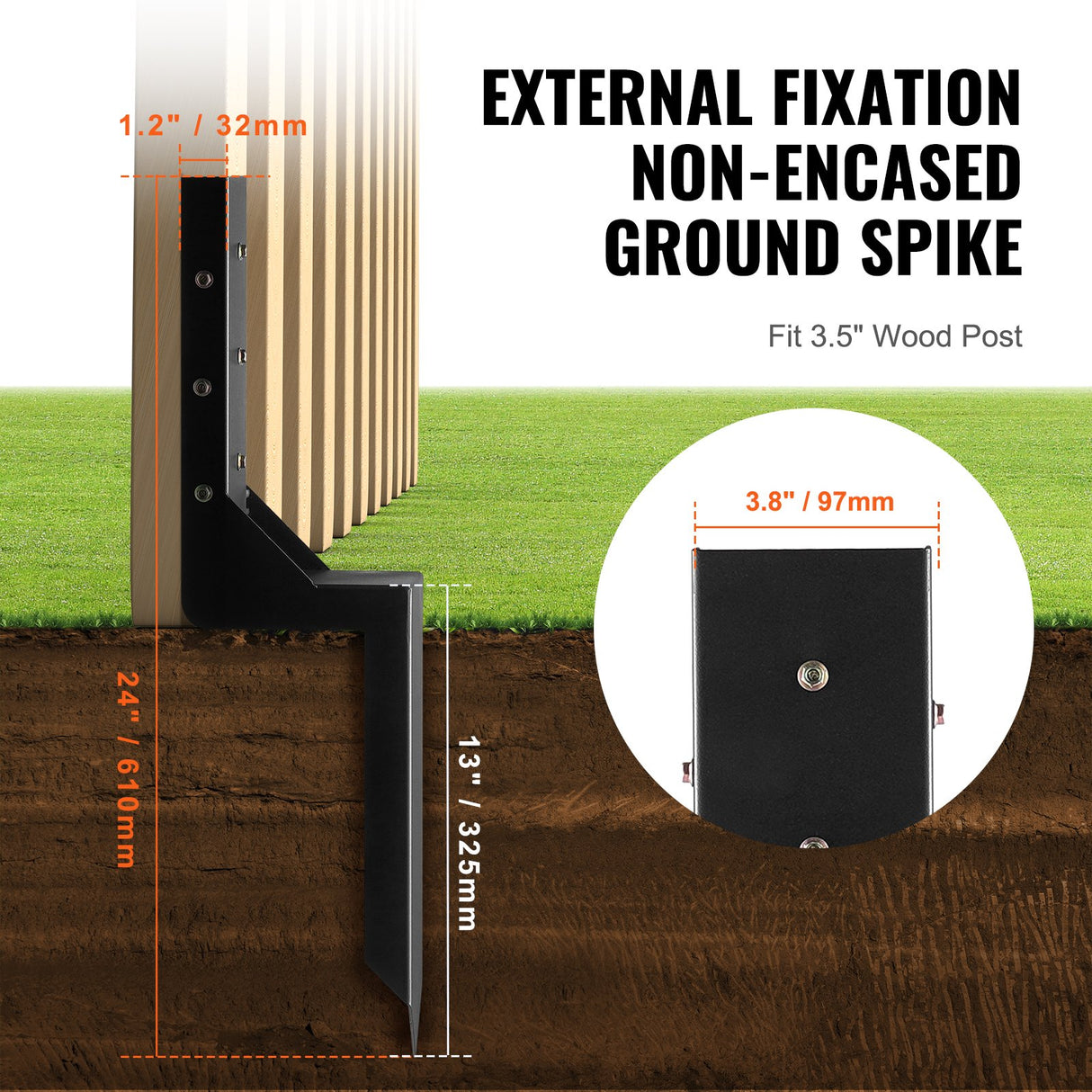 VEVOR Fence Post Anchor Repair Kit 6 Pack Inner Support Stakes Repair