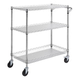 VEVOR Kitchen Utility Cart, 3 Tiers, Wire Rolling Cart, Steel Service Cart on Wheels, Metal Storage Trolley with 80mm Basket Curved Handle PP Liner 6