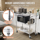 VEVOR Kitchen Utility Cart 3 Tiers Wire Rolling Cart Steel Service Cart on Wheels Metal Storage Trolley with 80mm Basket Curved Handle PP Liner 6 Hooks for Indoor and Outdoor - Top-Down View