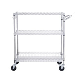 VEVOR Kitchen Utility Cart, 3 Tiers, Wire Rolling Cart, Steel Service Cart on Wheels, Metal Storage Trolley with 80mm Basket Curved Handle PP Liner 6