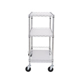 VEVOR Kitchen Utility Cart, 3 Tiers, Wire Rolling Cart, Steel Service Cart on Wheels, Metal Storage Trolley with 80mm Basket Curved Handle PP Liner 6