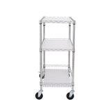 VEVOR Kitchen Utility Cart 3 Tiers Wire Rolling Cart Steel Service Cart on Wheels Metal Storage Trolley with 80mm Basket Curved Handle PP Liner 6 Hooks for Indoor and Outdoor - Extra Image