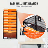 VEVOR File Wall Rack Mesh Wall File Holder 1-Piece 10 Pockets for Office/School - Rear View