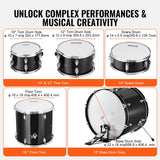 VEVOR Adult Drum Set, 5-Piece, 558.8 mm Complete Full Size Drum Kit with Bass Toms Snare Floor Drum Adjustable Throne Stands Cymbal Hi-Hat Pedal and Drumsticks, Beginner Drum Kit for Adults, Black - Side View