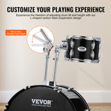 VEVOR Adult Drum Set, 5-Piece, 558.8 mm Complete Full Size Drum Kit with Bass Toms Snare Floor Drum Adjustable Throne Stands Cymbal Hi-Hat Pedal and Drumsticks, Beginner Drum Kit for Adults, Black - Top-Down View