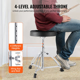 VEVOR Adult Drum Set, 5-Piece, 558.8 mm Complete Full Size Drum Kit with Bass Toms Snare Floor Drum Adjustable Throne Stands Cymbal Hi-Hat Pedal and Drumsticks, Beginner Drum Kit for Adults, Silver - 45-Degree Angle
