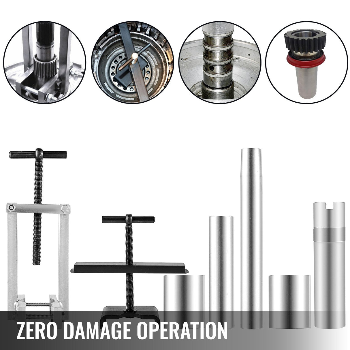 VEVOR Turbine Shaft, 6pcs Pump Stator Seal Ring Tools, Spring Compressor, Pump Puller Kit, Bushing Sizer Rotor Aligner, Pump Stator Seal Ring and Re-Sizer Kit for Thm700-R4 (Md8), 4L60, 4L60E, 4L70E