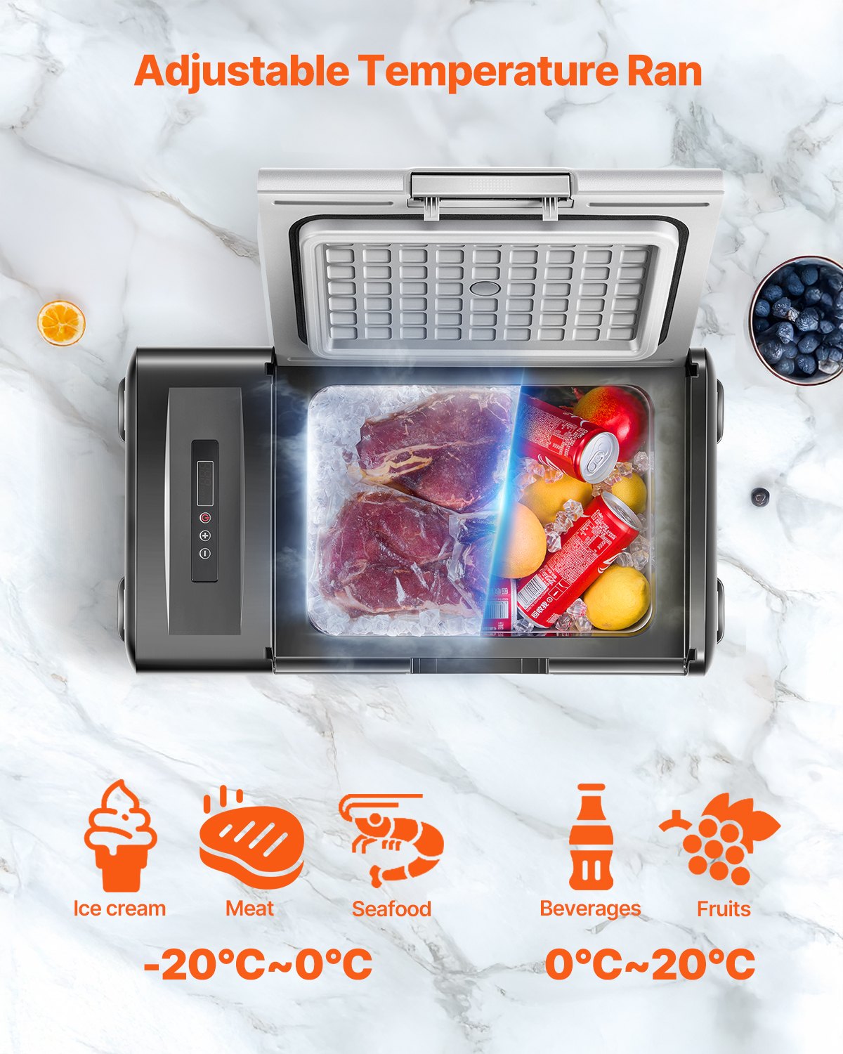 VEVOR Portable Car Refrigerator Freezer Compressor 15L Single Zone for Car Home