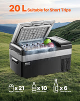 VEVOR Portable Car Refrigerator Freezer Compressor 20L Single Zone for Car Home - Front View
