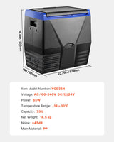 VEVOR Portable Car Refrigerator Freezer Compressor 35L Single Zone for Car Home - Close-Up Angle