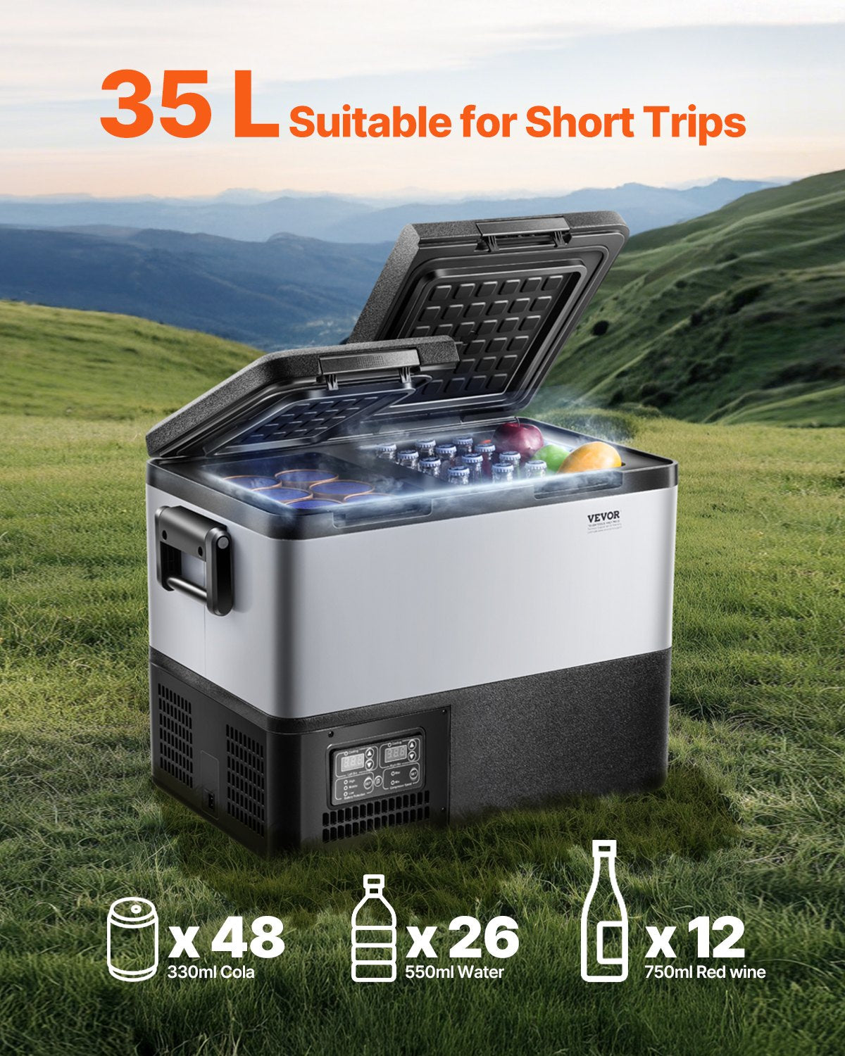 VEVOR Portable Car Refrigerator Freezer Compressor 35L Dual Zone for Car Home