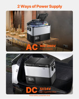 VEVOR Portable Car Refrigerator Freezer Compressor 35L Dual Zone for Car Home - Rear View