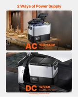 VEVOR Portable Car Refrigerator Freezer Compressor 45L Dual Zone for Car Home - Rear View