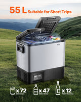 VEVOR Portable Car Refrigerator Freezer Compressor 55L Dual Zone for Car Home - Front View